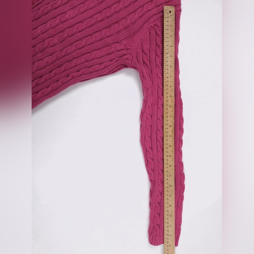 L.L. Bean Raspberry Cable Knit Cardigan - Picture 8 of 15
